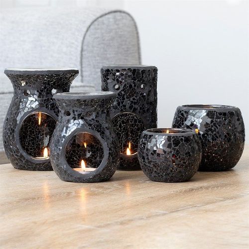 Large Black Crackle Oil Burner and Wax Warmer | Inspired Creative Gifts | UK Supplier