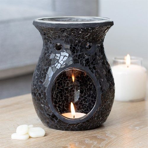 Large Black Crackle Oil Burner and Wax Warmer | Inspired Creative Gifts | UK Supplier