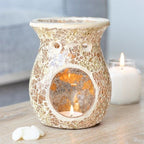 Large Gold Crackle Glass Oil Burner and Wax Warmer | Inspired Creative Gifts | UK Supplier