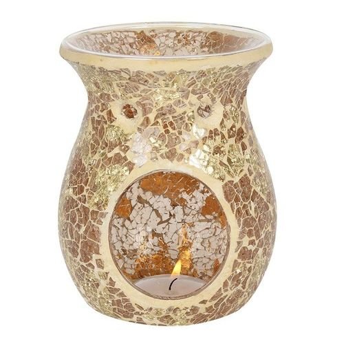 Large Gold Crackle Glass Oil Burner and Wax Warmer | Inspired Creative Gifts | UK Supplier