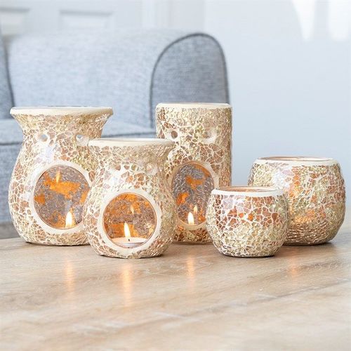 Large Gold Crackle Glass Oil Burner and Wax Warmer | Inspired Creative Gifts | UK Supplier