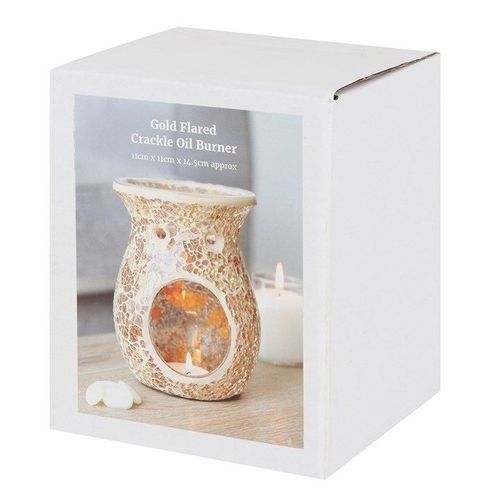 Large Gold Crackle Glass Oil Burner and Wax Warmer | Inspired Creative Gifts | UK Supplier