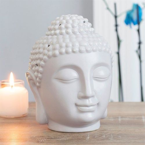 Large Grey Buddha Head Oil Burner and Wax Warmer | Inspired Creative Gifts | UK Supplier