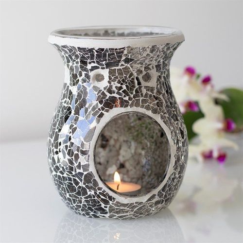 Large Gunmetal Grey Crackle Oil Burner and Wax Warmer | Inspired Creative Gifts | UK Supplier