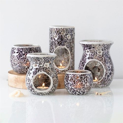 Large Gunmetal Grey Crackle Oil Burner and Wax Warmer | Inspired Creative Gifts | UK Supplier