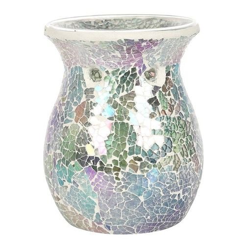 Large Light Blue Iridescent Crackle Oil Burner and Wax Warmer | Inspired Creative Gifts | UK Supplier