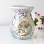 Large Light Blue Iridescent Crackle Oil Burner and Wax Warmer | Inspired Creative Gifts | UK Supplier