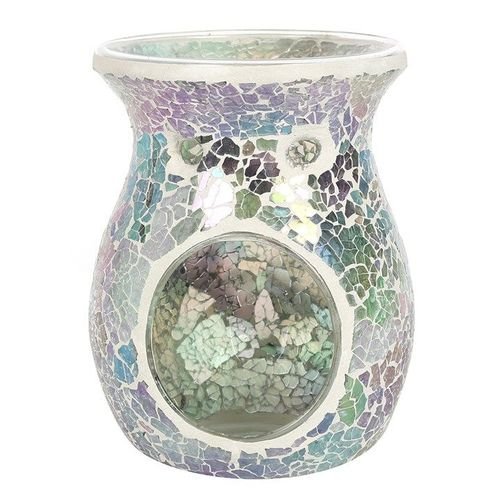 Large Light Blue Iridescent Crackle Oil Burner and Wax Warmer | Inspired Creative Gifts | UK Supplier