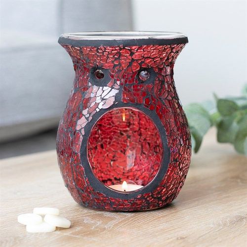 Large Red Crackle Glass Oil Burner and Wax Warmer | Inspired Creative Gifts | UK Supplier