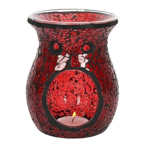Large Red Crackle Glass Oil Burner and Wax Warmer | Inspired Creative Gifts | UK Supplier