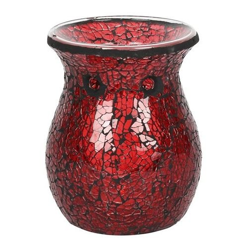 Large Red Crackle Glass Oil Burner and Wax Warmer | Inspired Creative Gifts | UK Supplier