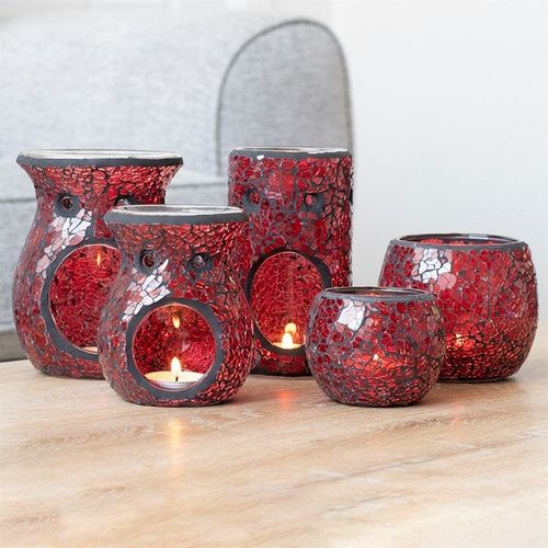 Large Red Crackle Glass Oil Burner and Wax Warmer | Inspired Creative Gifts | UK Supplier