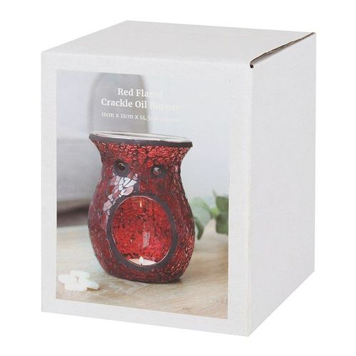 Large Red Crackle Glass Oil Burner and Wax Warmer | Inspired Creative Gifts | UK Supplier