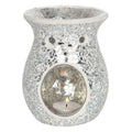 Large Silver Crackle Oil Burner and Wax Warmer | Inspired Creative Gifts | UK Supplier