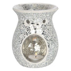 Large Silver Crackle Oil Burner and Wax Warmer | Inspired Creative Gifts | UK Supplier