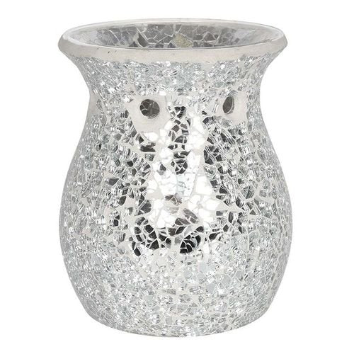 Large Silver Crackle Oil Burner and Wax Warmer | Inspired Creative Gifts | UK Supplier