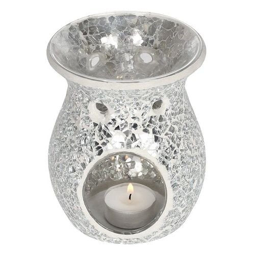 Large Silver Crackle Oil Burner and Wax Warmer | Inspired Creative Gifts | UK Supplier