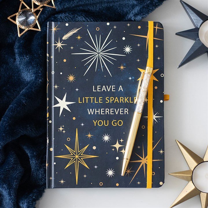Leave A Little Sparkle A5 Notebook with Citrine Pen | Inspired Creative Gifts | UK Supplier