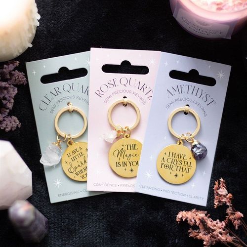 Leave a Little Sparkle Clear Quartz Crystal Keyring | Inspired Creative Gifts | UK Supplier