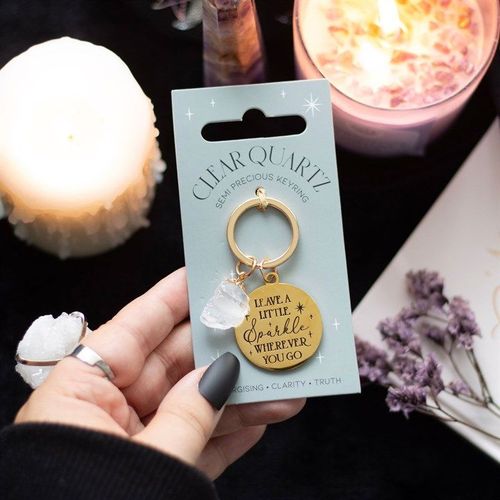 Leave a Little Sparkle Clear Quartz Crystal Keyring | Inspired Creative Gifts | UK Supplier