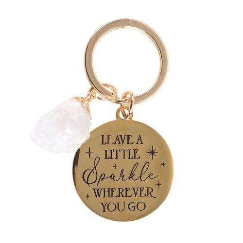 Leave a Little Sparkle Clear Quartz Crystal Keyring | Inspired Creative Gifts | UK Supplier