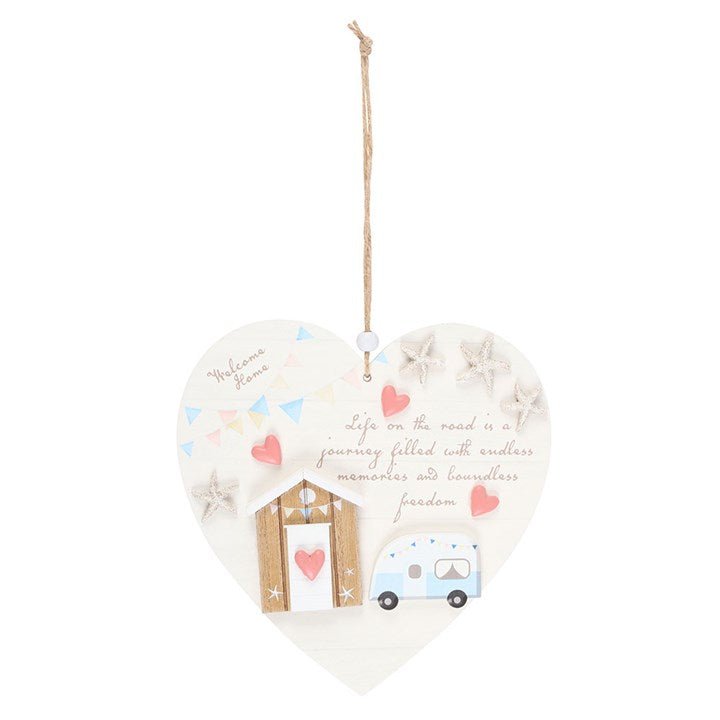 Life on the Road Shell Caravan Hanging Heart | Inspired Creative Gifts | UK Supplier