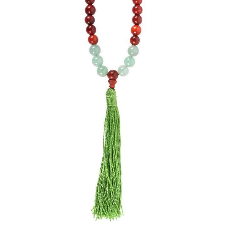 Love and Gratitude Rosewood & Green Aventurine Mallah Necklace | Inspired Creative Gifts | UK Supplier