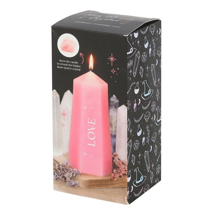 Love Crystal Candle with Rough Rose Quartz | Inspired Creative Gifts | UK Supplier