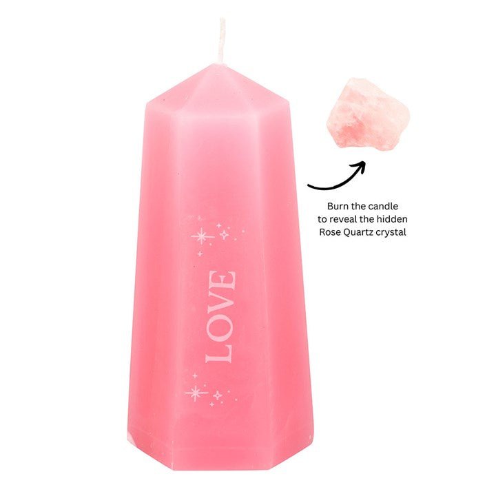 Love Crystal Candle with Rough Rose Quartz | Inspired Creative Gifts | UK Supplier