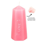 Love Crystal Candle with Rough Rose Quartz | Inspired Creative Gifts | UK Supplier