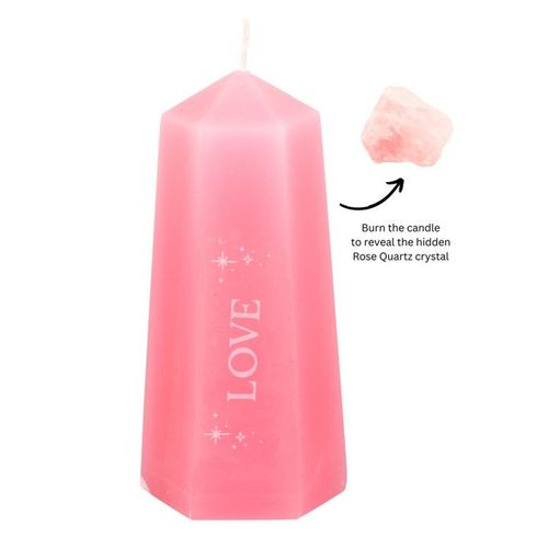 Love Crystal Candle with Rough Rose Quartz | Inspired Creative Gifts | UK Supplier