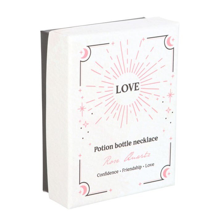 Love Rose Quartz Crystal Chip Potion Bottle Necklace | Inspired Creative Gifts | UK Supplier