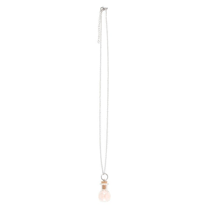 Love Rose Quartz Crystal Chip Potion Bottle Necklace | Inspired Creative Gifts | UK Supplier
