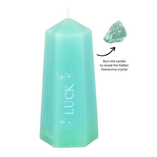 Luck Crystal Candle with Rough Green Aventurine | Inspired Creative Gifts | UK Supplier
