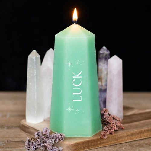 Luck Crystal Candle with Rough Green Aventurine | Inspired Creative Gifts | UK Supplier