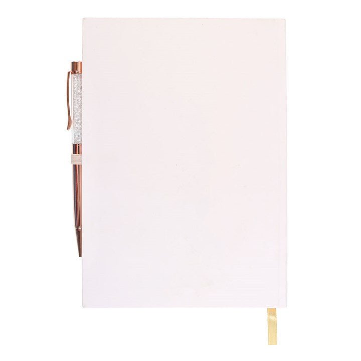 Luna Moth Daily Reflection Journal and Clear Quartz Crystal Pen | Inspired Creative Gifts | UK Supplier