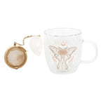 Luna Moth Double Walled Glass Mug with Crystal Tea Infuser | Inspired Creative Gifts | UK Supplier