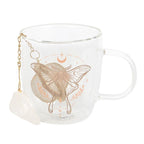 Luna Moth Double Walled Glass Mug with Crystal Tea Infuser | Inspired Creative Gifts | UK Supplier