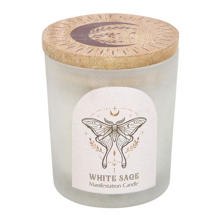 Luna Moth Manifestation Candle with Clear Quartz Crystals | Inspired Creative Gifts | UK Supplier