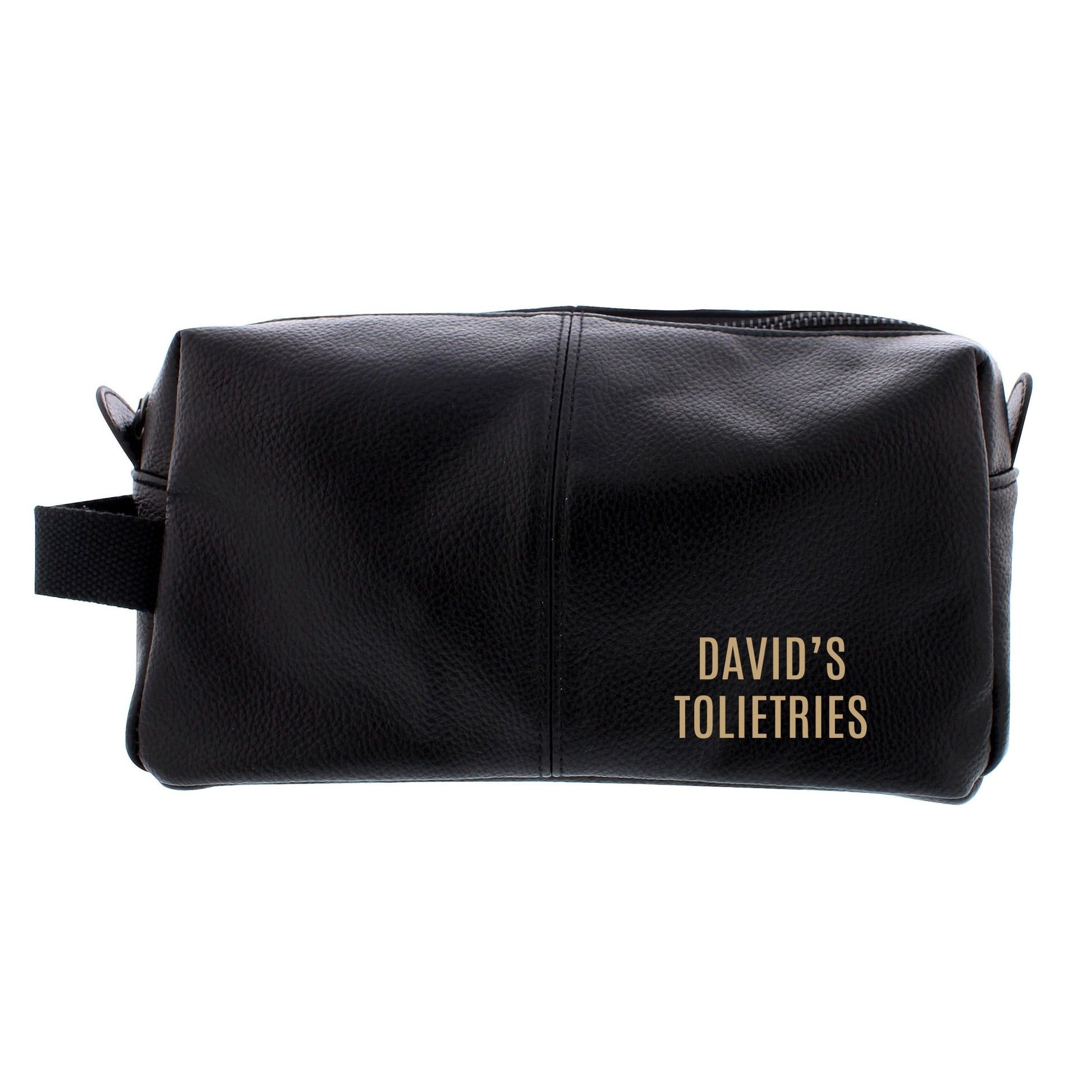 Luxury Personalised Black Leatherette Wash Bag - Great Gift for Him! | Inspired Creative Gifts