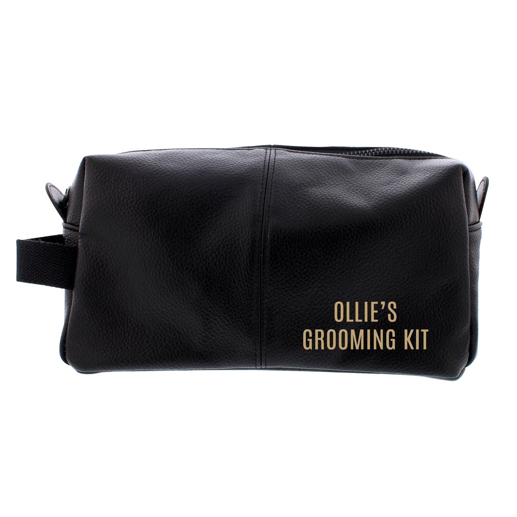 Luxury Personalised Black Leatherette Wash Bag - Great Gift for Him! | Inspired Creative Gifts