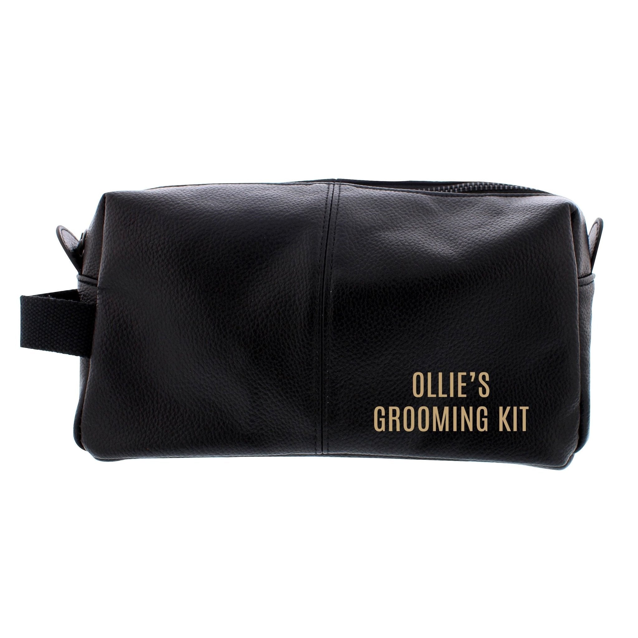 Luxury Personalised Black Leatherette Wash Bag - Great Gift for Him! | Inspired Creative Gifts