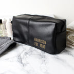 Luxury Personalised Black Leatherette Wash Bag - Great Gift for Him! | Inspired Creative Gifts