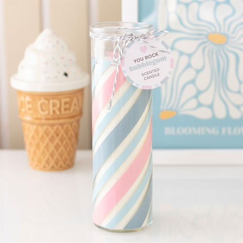 Candy Stripe Bubblegum Tube Candle | Candles | Inspired Creative Gifts