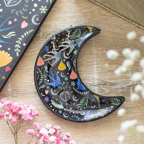 Midnight Bloom Crescent Moon Trinket Dish | Inspired Creative Gifts