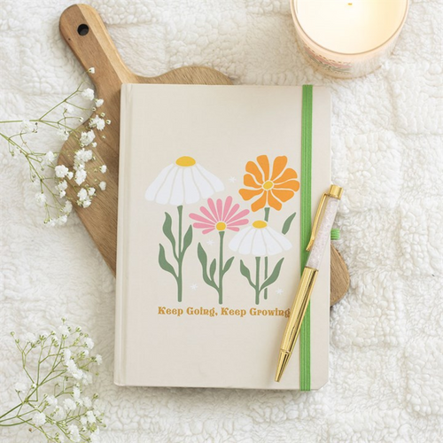 Keep Going, Keep Growing A5 Notebook with Rose Quartz Pen | Inspired Creative Gifts