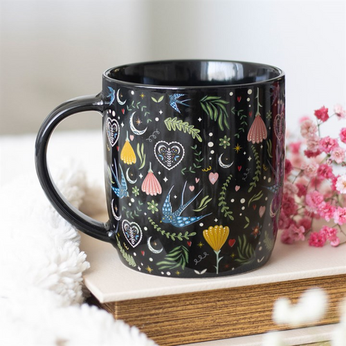 Black Midnight Bloom Print Mug | Mug | Inspired Creative Gifts