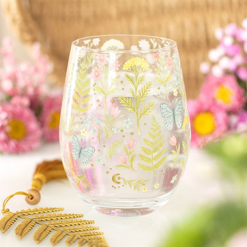 Luna Bloom Floral Print Stemless Glass | Inspired Creative Gifts