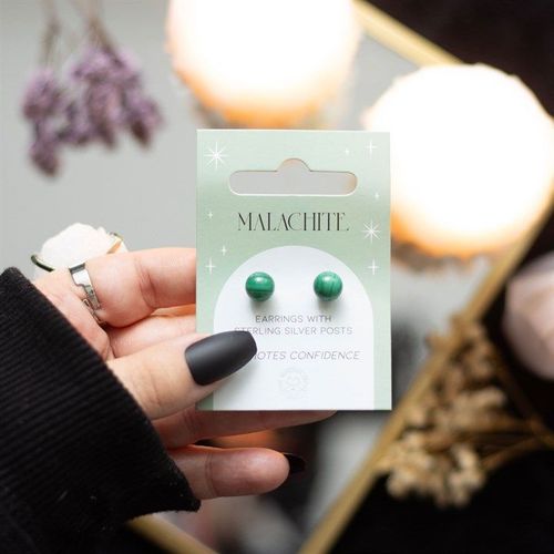 Malachite Semi Precious Crystal Earrings | Inspired Creative Gifts | UK Supplier