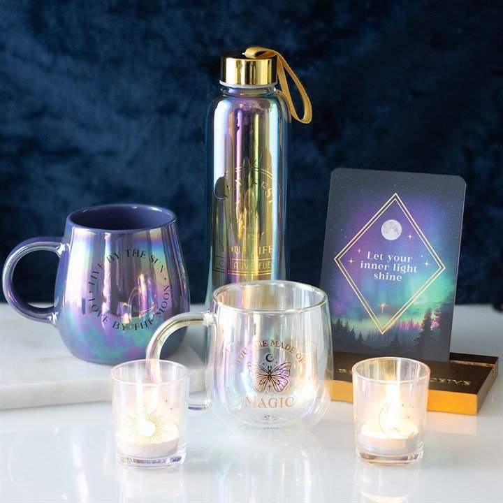 Manifest Your Life Iridescent Glass Water Bottle | Inspired Creative Gifts | UK Supplier
